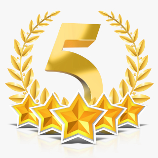 5 stars with laurel gold wreath